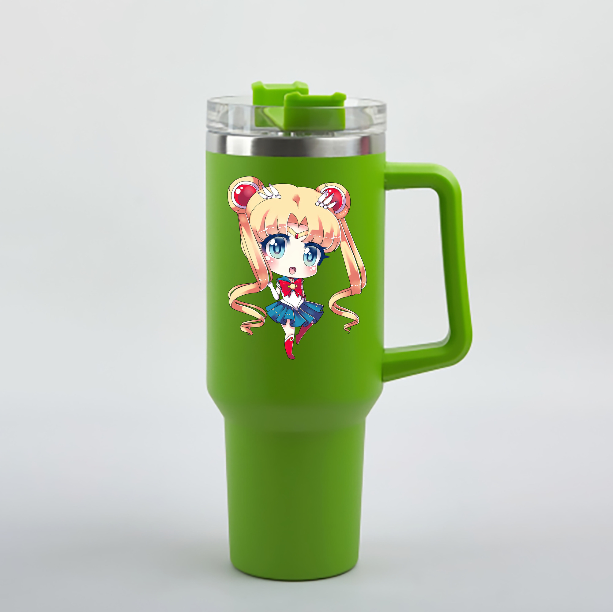 （画像用） 美少女戦士セーラームーン 月野 うさぎ つきの うさぎ Sailor Moon Tsukino Usagi 1200mL車用タンブラー - クリスタルステッカー（プラスチックストロー付き）